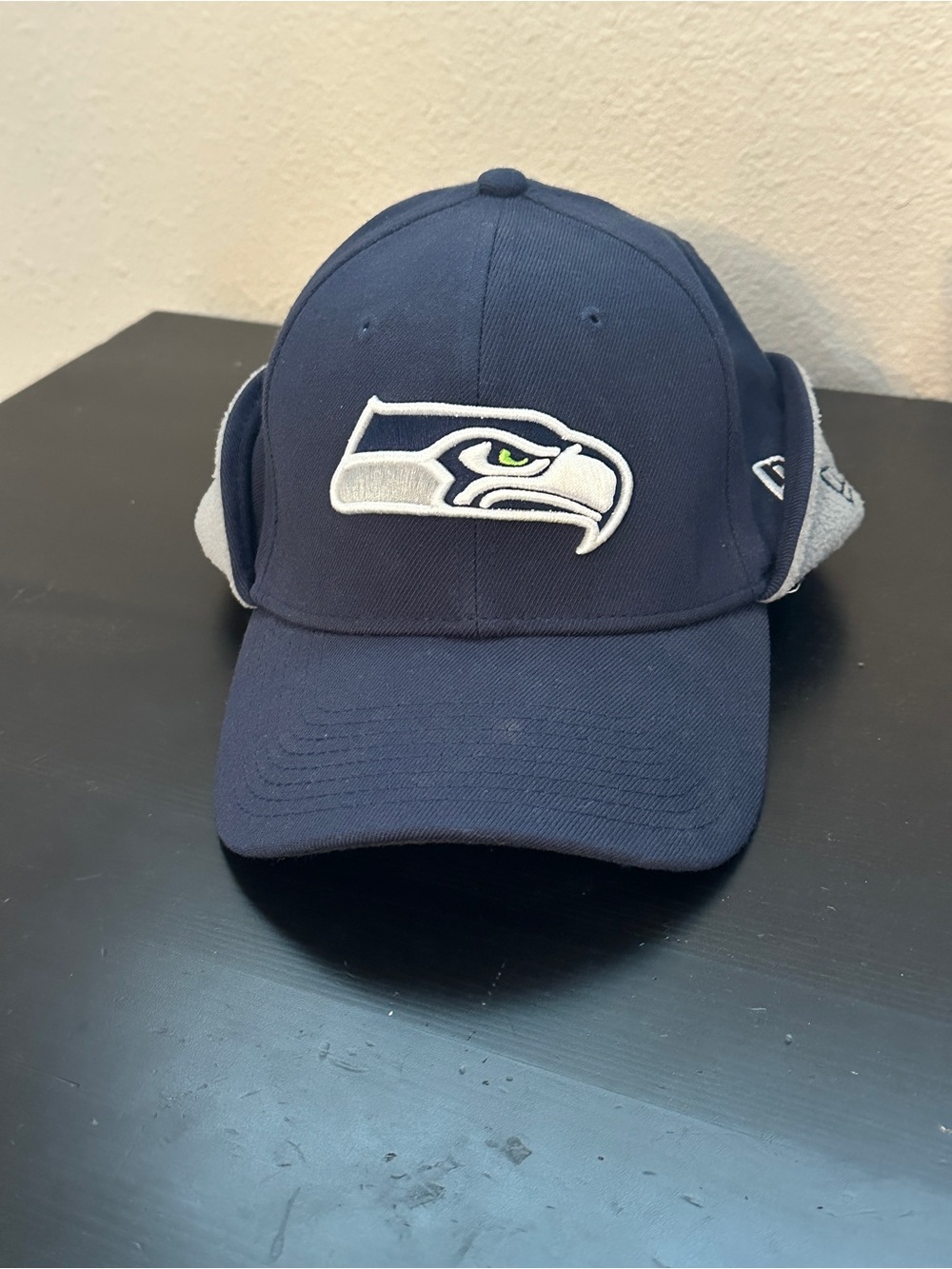 Seattle Seahawks Navy Baseball Cap with Ear Flaps